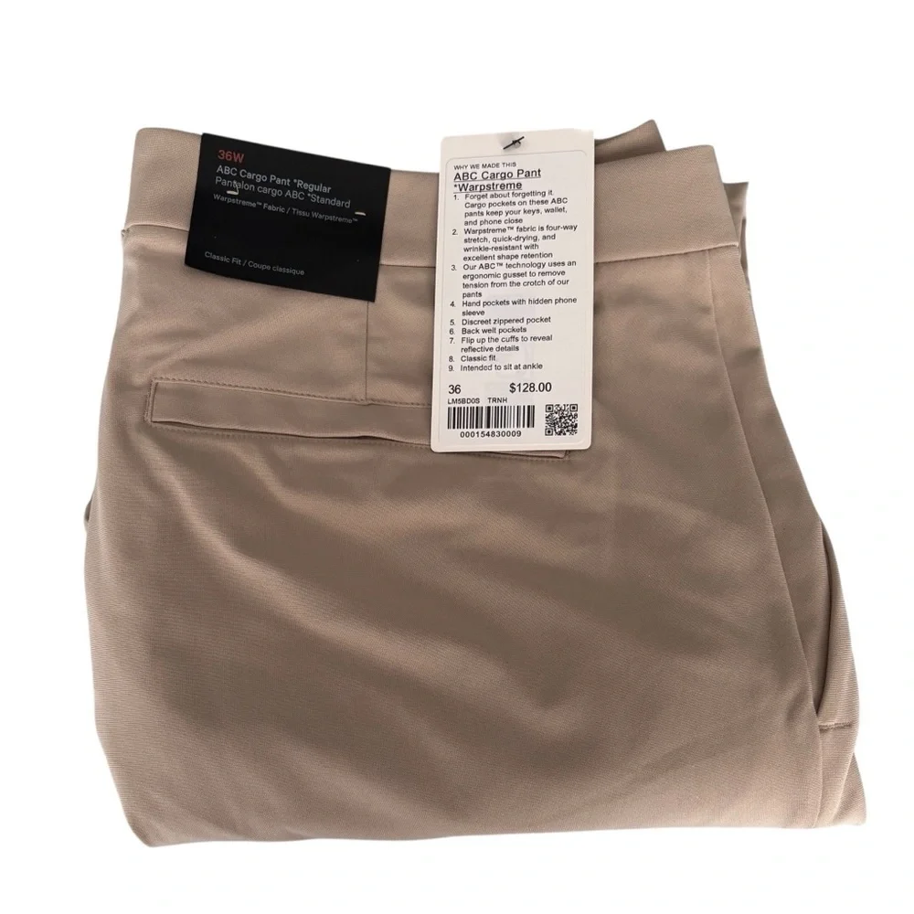 LULULEMON Men’s NWT ABC Cargo Pant Warpstreme in Trench Size 36 x 30 - Picture 9 of 10
